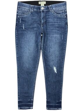 Democracy Jeans Ab Technology Skinny Distressed Dark Blue Stretch Womens Size 14